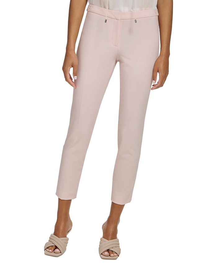 Calvin Klein Petite Flat Front Button-Tab Mid Rise Highline Ankle Pants ...