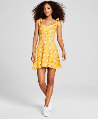 And Now This - Women's Floral-Print Tie-Strap Fit & Flare Dress