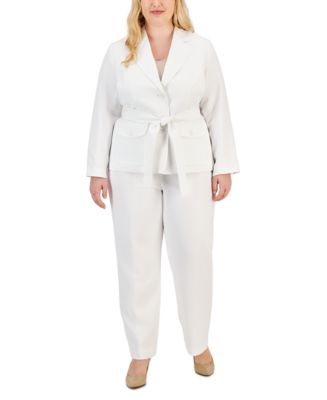 Le Suit Plus Size Belted Safari Jacket Pantsuit - Macy's