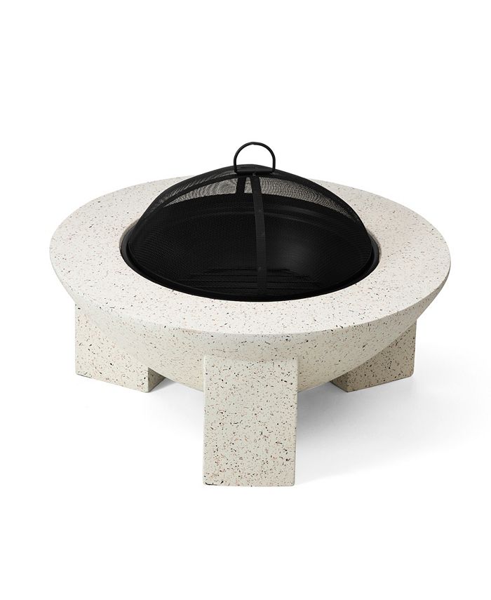 Glitzhome 27.5" Magnesium Oxide Outdoor Patio Modern Faux Terrazzo Wood