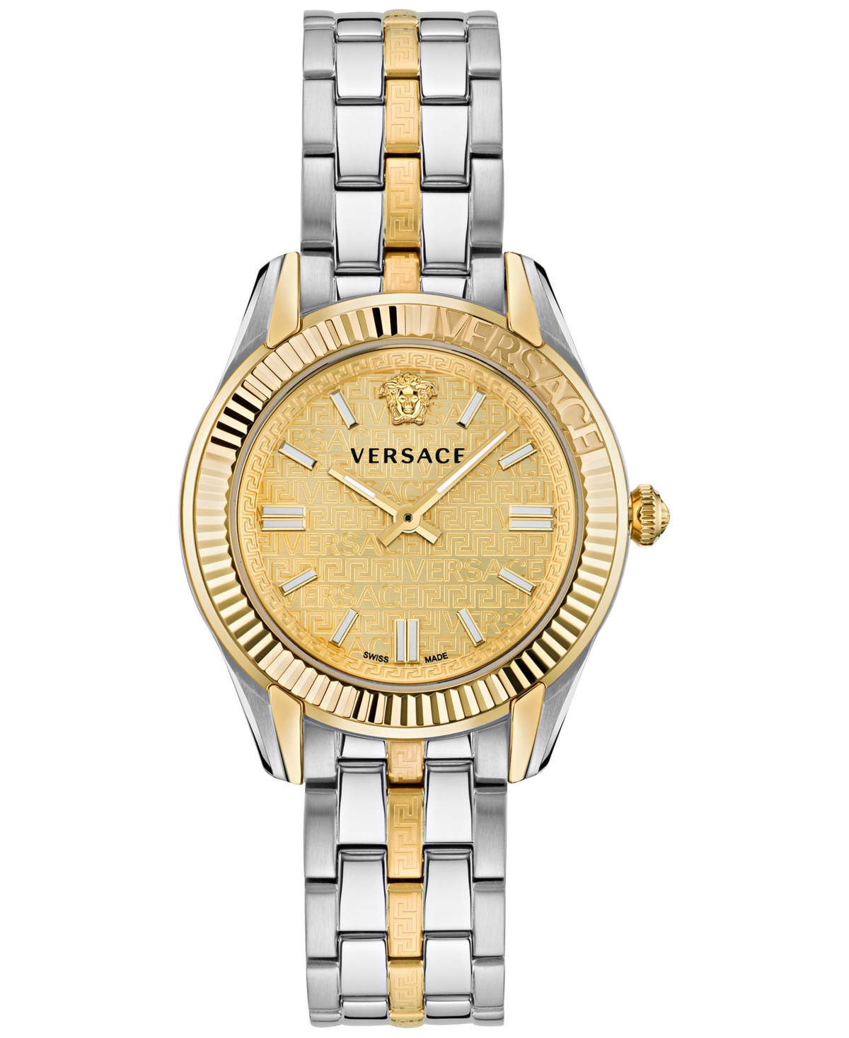 Versace Women's Swiss Greca Time Two-tone Stainless Steel Bracelet Watch 35mm In Two Tone