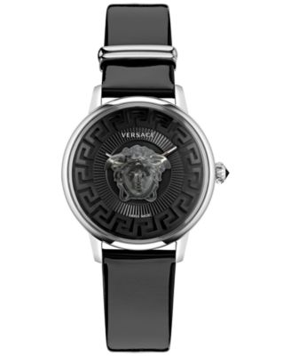 Versace - Women's Swiss Medusa Alchemy Black Leather Strap Watch 38mm