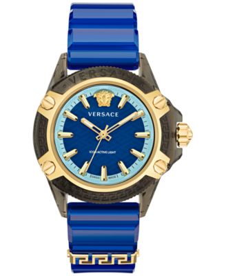 Versace ダイバーズウォッチ ブルー/ゴールド Versace Men's Swiss Icon Active Blue Silicone Strap Watch 42mm
