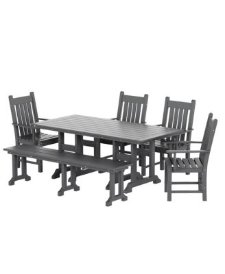6 Piece Outdoor Patio Dining Set Outdoor Table and Bench Armchair Set