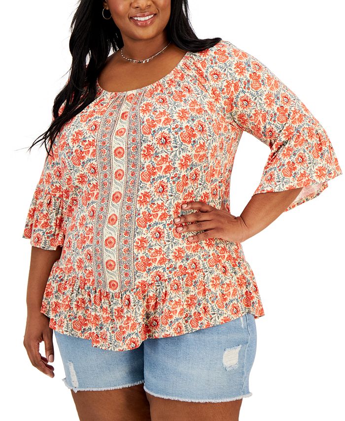 Style u0026 Co Plus Size Printed On-Off Top, Created for Macy's - Macy's