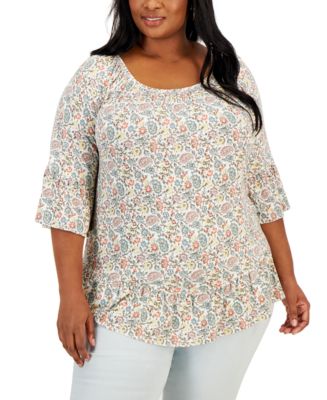 Style & Co Plus Size Printed On-off Top, Created For Macy's - Macy's