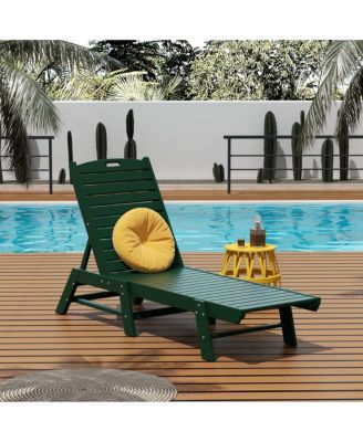 Poly Reclining Outdoor Patio Chaise Lounge Chair Adjustable
