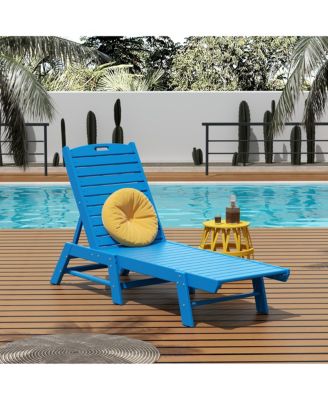 Poly Reclining Outdoor Patio Chaise Lounge Chair Adjustable