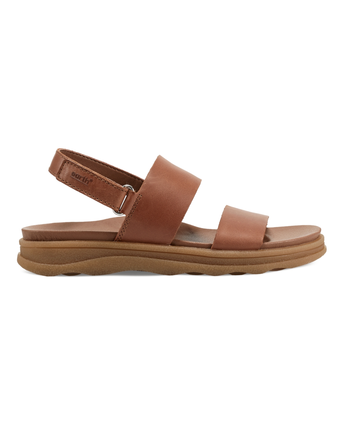 Shop Earth Women's Leah Round Toe Strappy Casual Flat Sandals In Cognac Leather