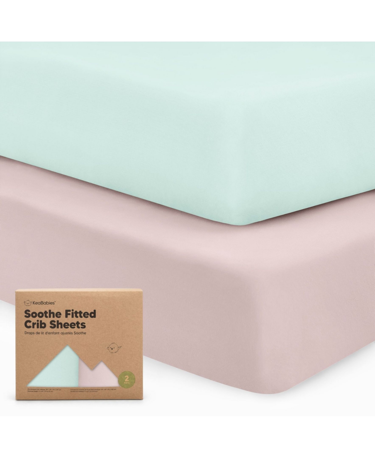 KeaBabies 2pk Soothe Fitted Crib Sheets Neutral, Organic Baby Crib Sheets, Fits Nursery Baby Mattress