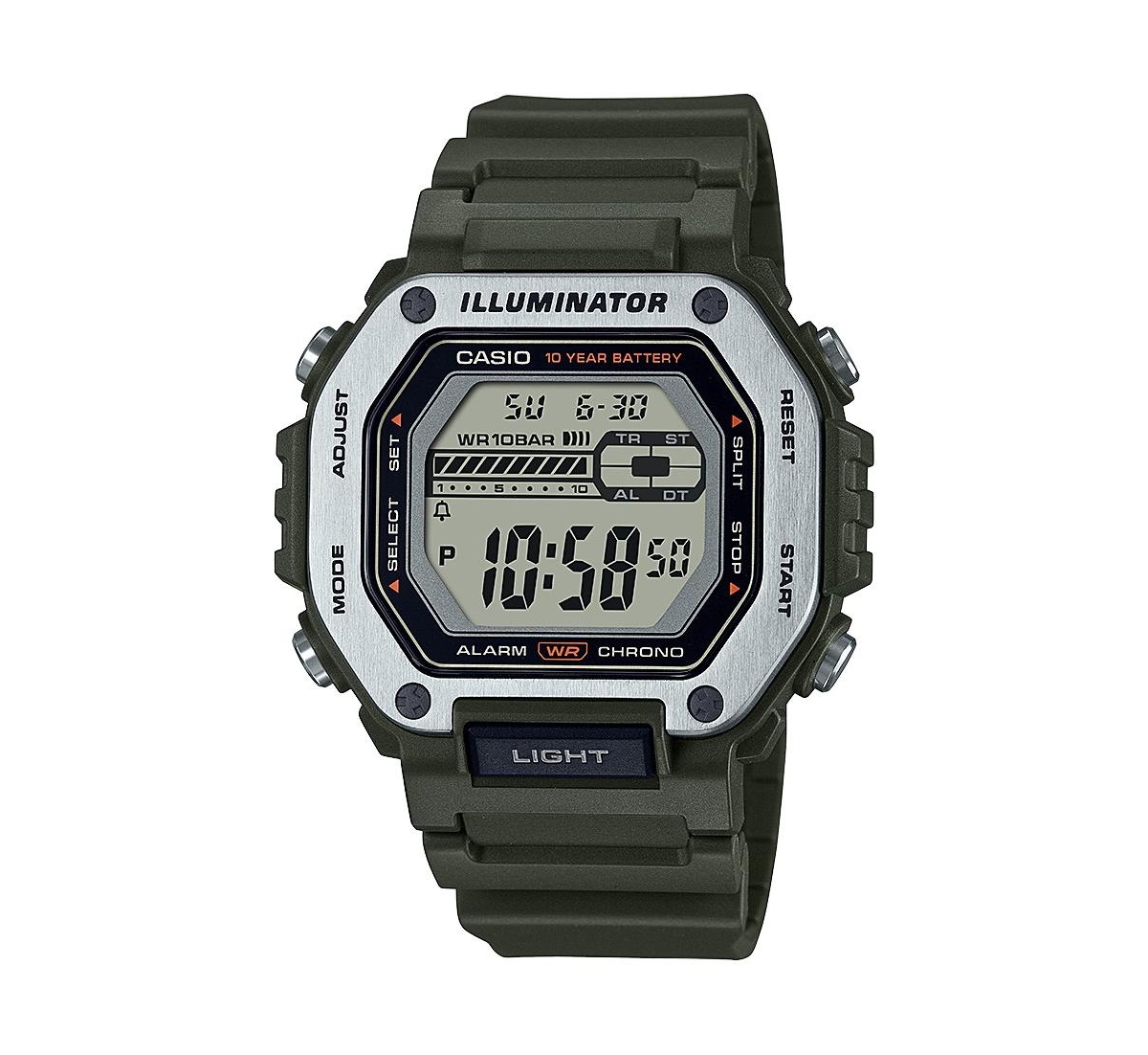 Casio Men's Digital Green Resin Watch 47.2mm, MWD110H-3AV