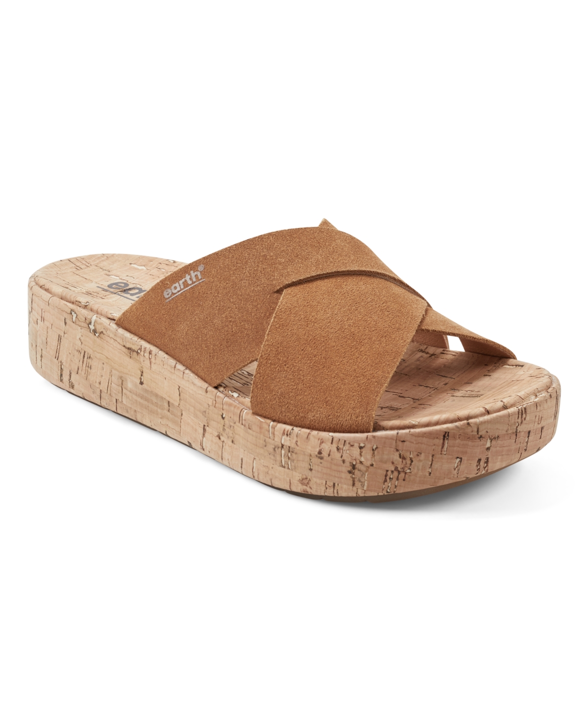 Shop Earth Women's Scout Casual Slip-on Wedge Platform Sandals In Cognac Suede