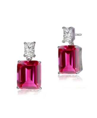 Women's White Gold Plated Colored Cubic Zirconia Stud Earrings