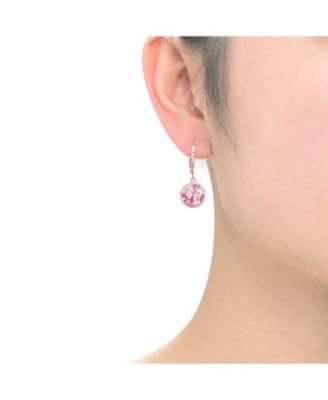 Sterling Silver Clear Baguette Clear Oval and Round Cubic Zirconia Round Leaver back Earrings