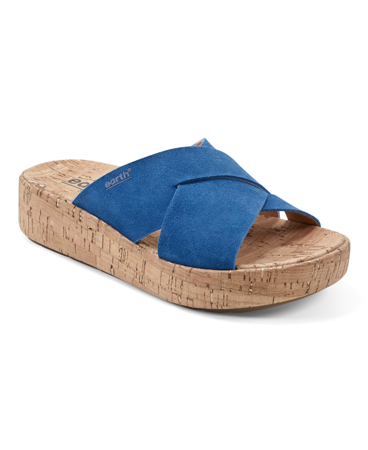 Shop Earth Women's Scout Casual Slip-on Wedge Platform Sandals In Dark Blue Suede