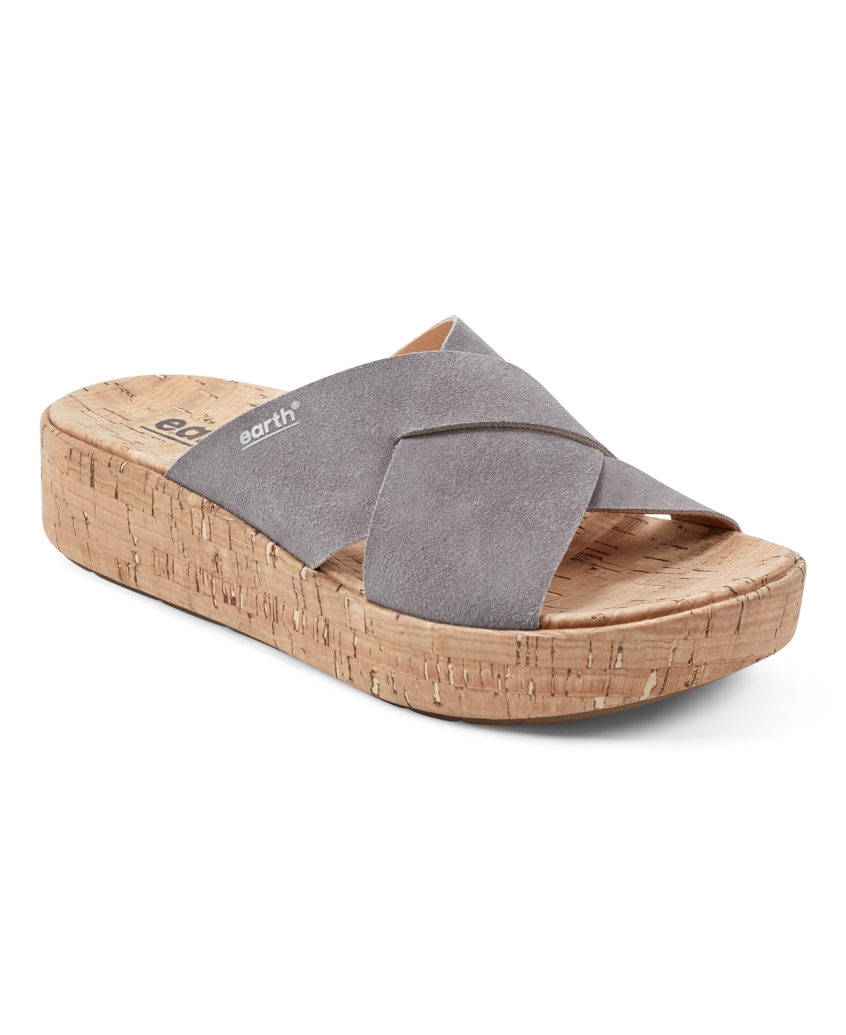 Earth Women's Scout Casual Slip-on Wedge Platform Sandals In Gray Suede