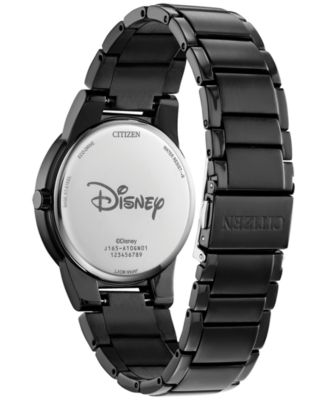 Eco-Drive Unisex Disney Mickey Mouse Black Stainless Steel Bracelet Watch 40mm