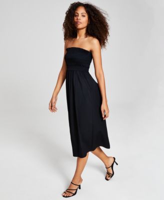 Macy's black strapless dress hotsell