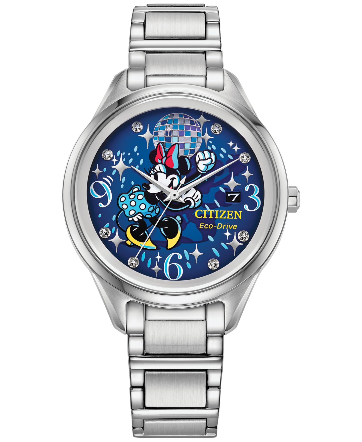 Женские часы Citizen Eco-Drive Disney Disco Minnie Mouse Stainless Steel Bracelet Watch 37mm — фото 1
