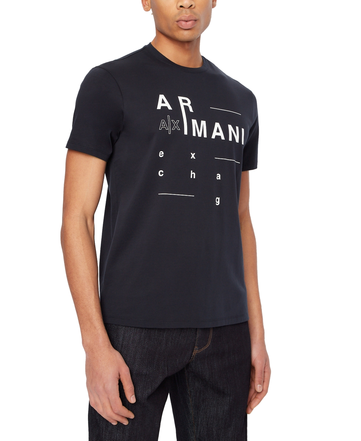 A X Armani Exchange Men's Crossword Logo Graphic T-shirt In Navy