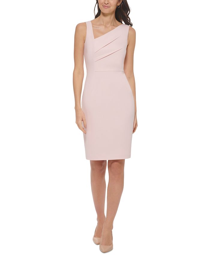 Calvin Klein Petite Asymmetrical-Neck Scuba Sheath Dress & Reviews - Dresses  - Petites - Macy's
