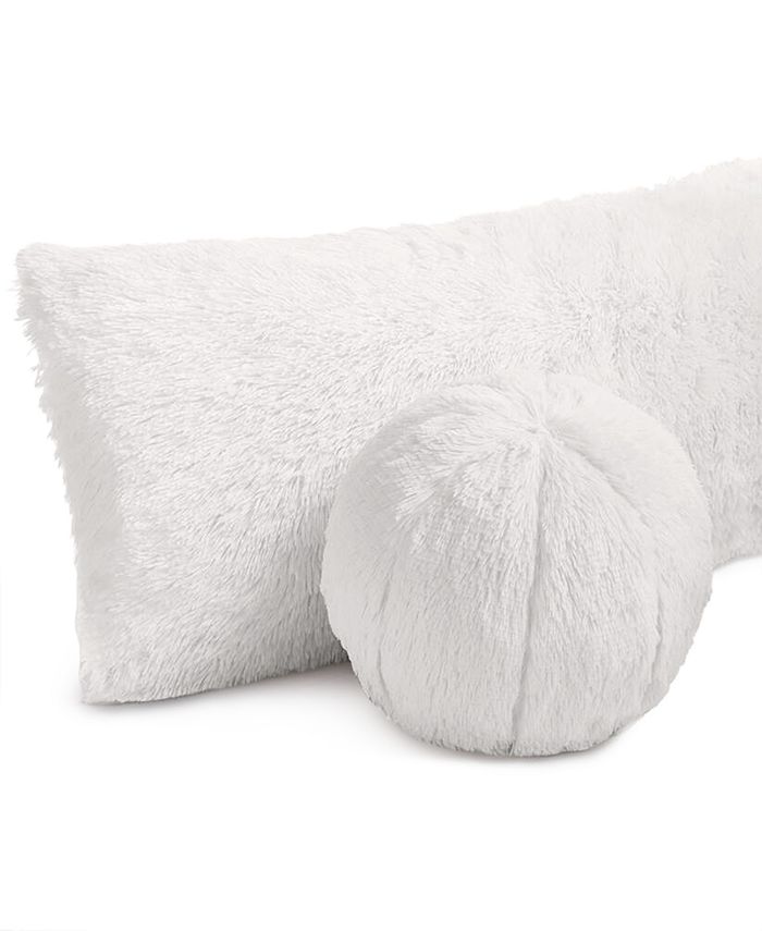 Home Design Shaggy FauxFur Body Pillow, 16" x 48", Created for Macy's