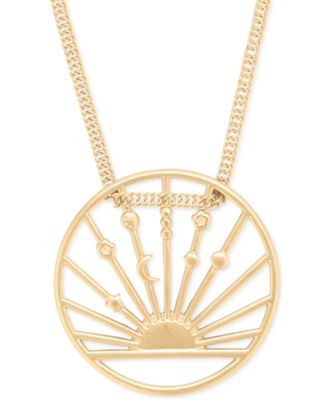 Lucky Brand - Gold-Tone Sunray Pendant Necklace, 16" + 3" extender