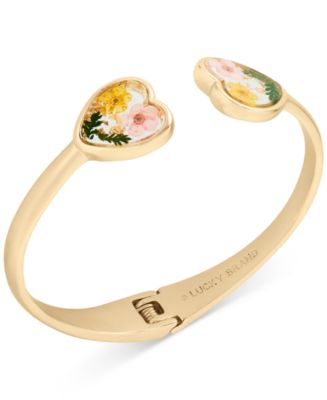 Lucky Brand Gold-Tone Dried Flower Heart Cuff Bracelet Macy's