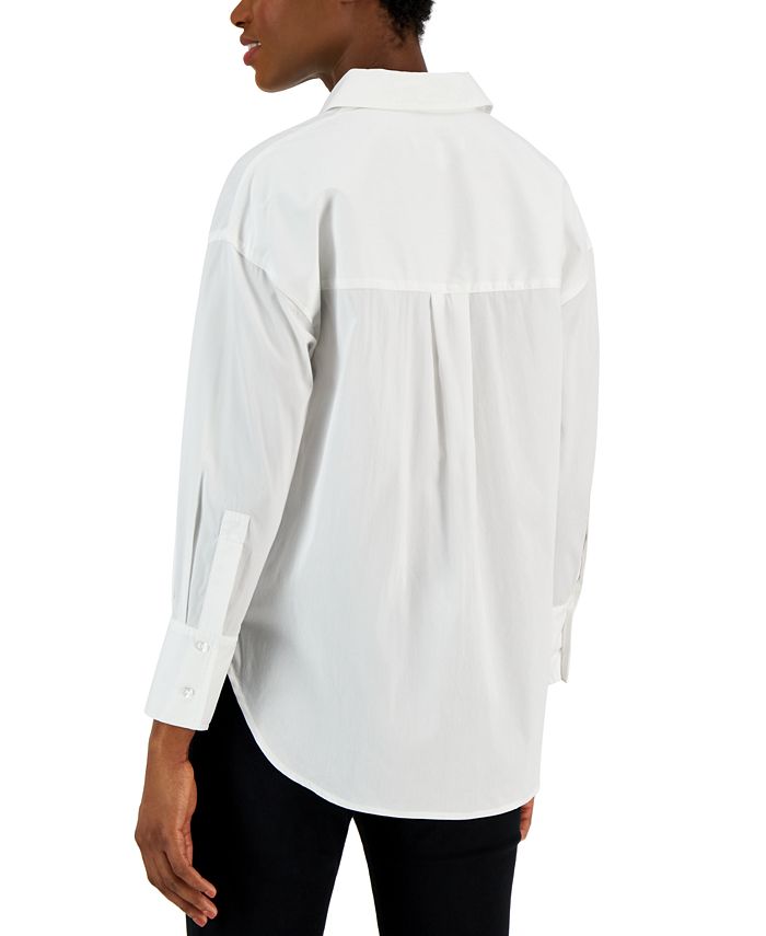 Anne Klein Women's Open-Collar Blouson-Sleeve Shirt - Macy's