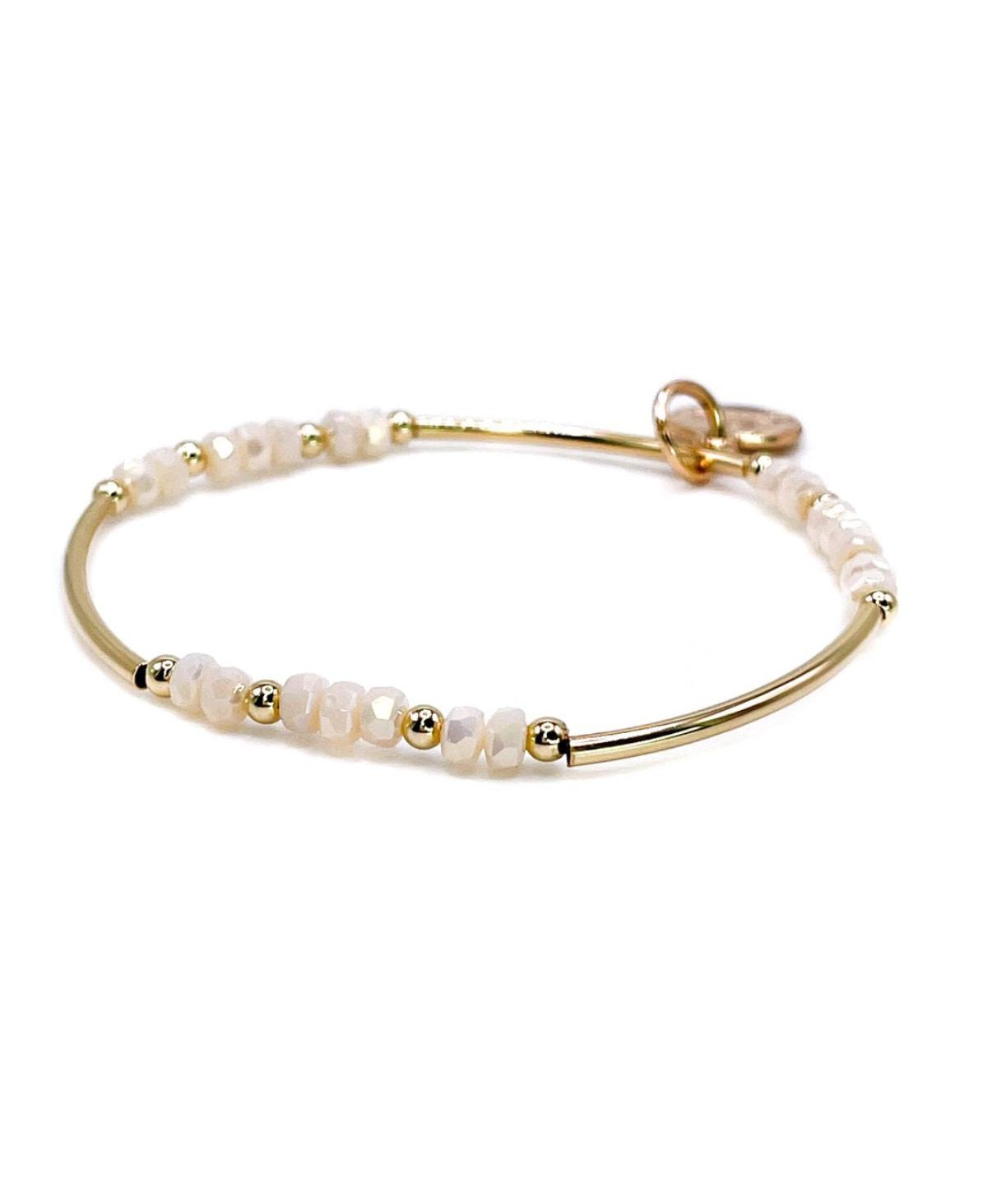 Non-Tarnishing Gold filled, 3mm Gold Ball and Gold Tube Stretch Bracelet - Gold