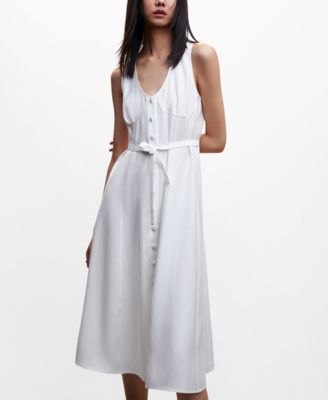 cream dress linen Linen Shirred Maxi Dress - Cream main image 0