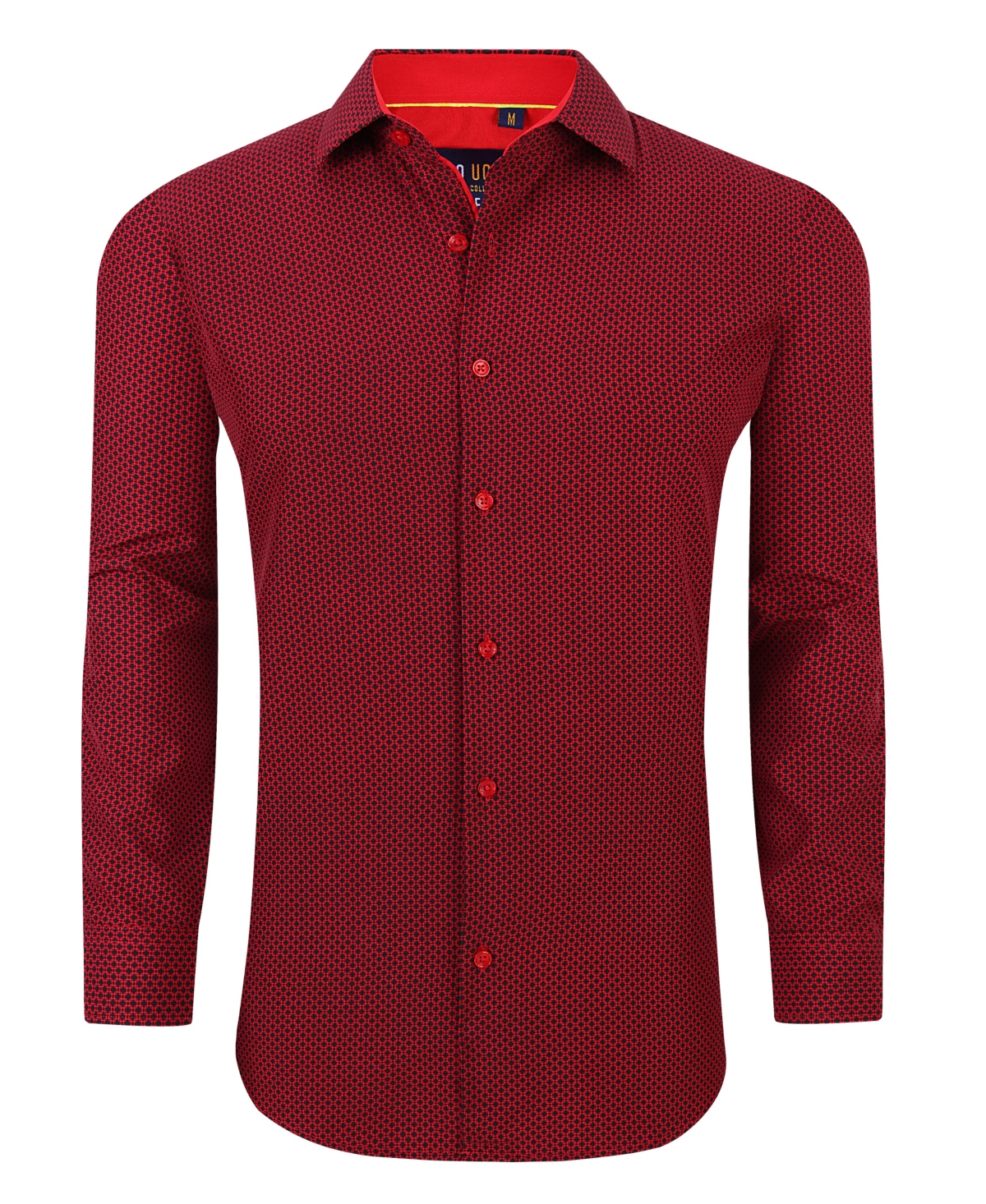 Azaro Uomo Men's Geometric Four-way Stretch Button Down Shirt In Red Boxes