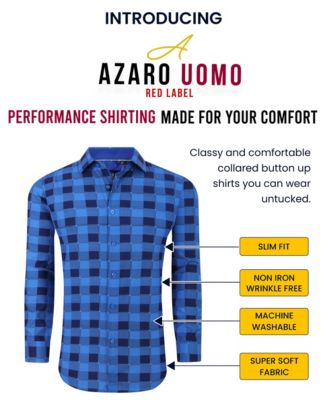 Men's Plaid Four-Way Stretch Button Down Slim Fit Shirt