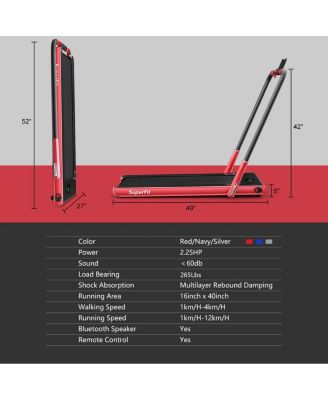 2.25HP 2-in-1 Folding Under Desk Treadmill Speaker Remote Control