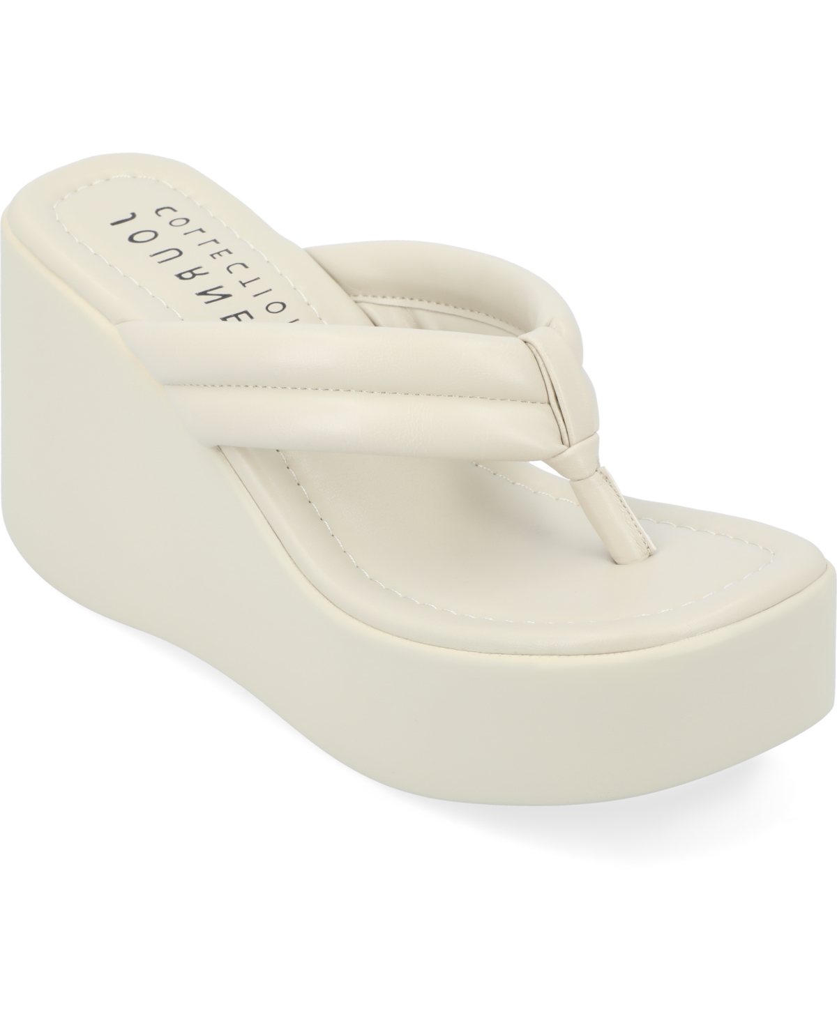 Shop Journee Collection Women's Shareene Platform Wedge Sandals In Beige