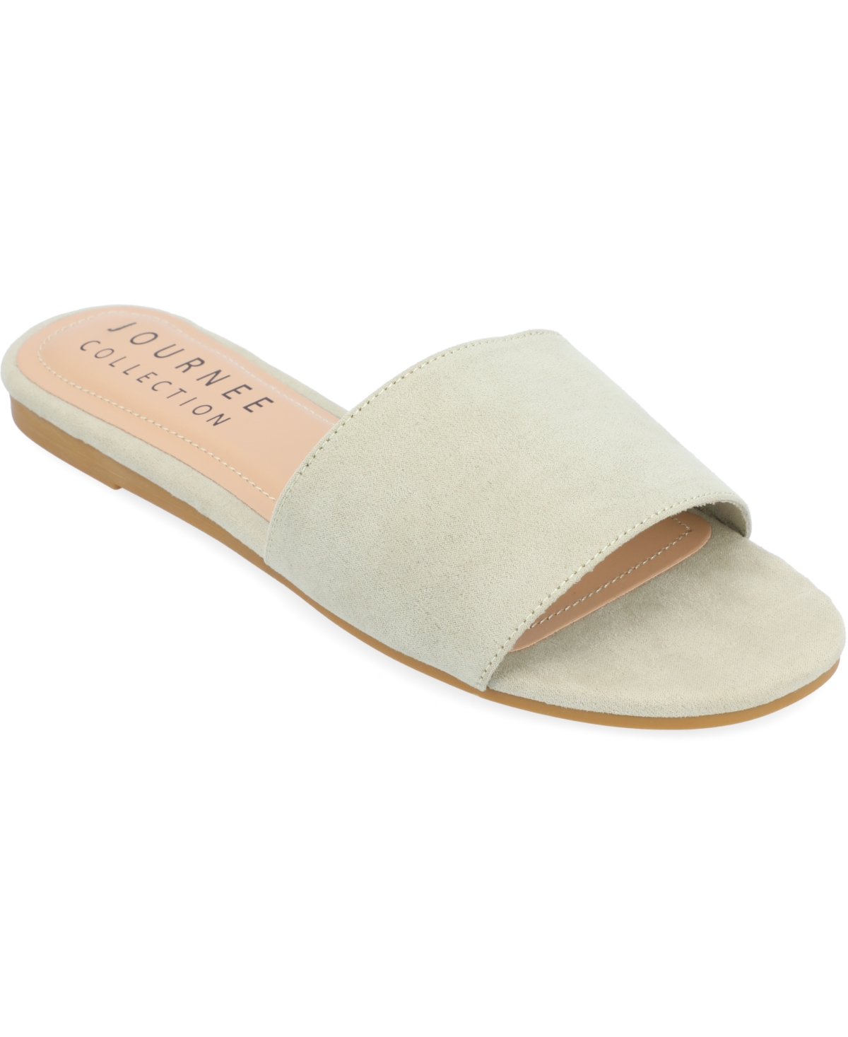 Journee Collection Women's Kolinna Slip On Flat Sandals In Sage