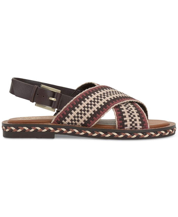 VINCE CAMUTO Womens Black Crisscross Straps Jute Wrapped Sole Arch Support Comfort Chavelle Round Toe Platform Slip On Leather Slide Sandals Shoes M main image 1