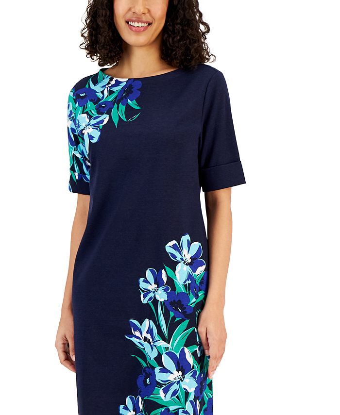 Karen Scott Women's FloralPrint ElbowSleeve Dress, Created for Macy's
