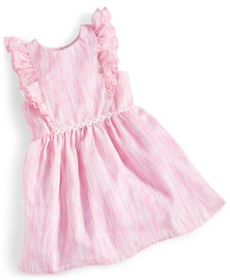 Purple Rose - Baby Girls Pink Flutter-Sleeve Striped Dress