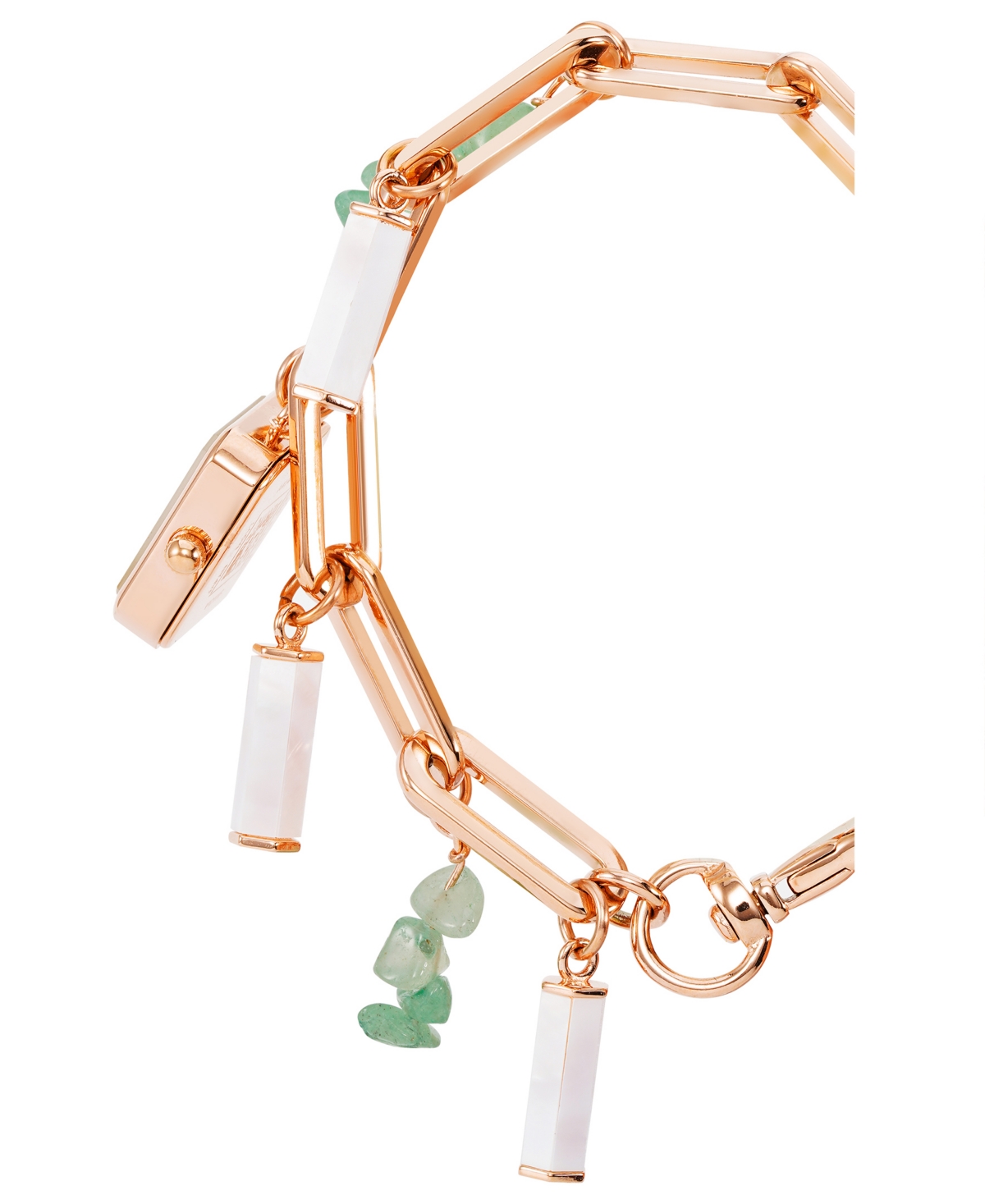 Anne Klein Women's Three Hand Rose Gold-Tone Alloy Charm Watch, 18mm x 21.5mm - Rose Gold-Tone, Green