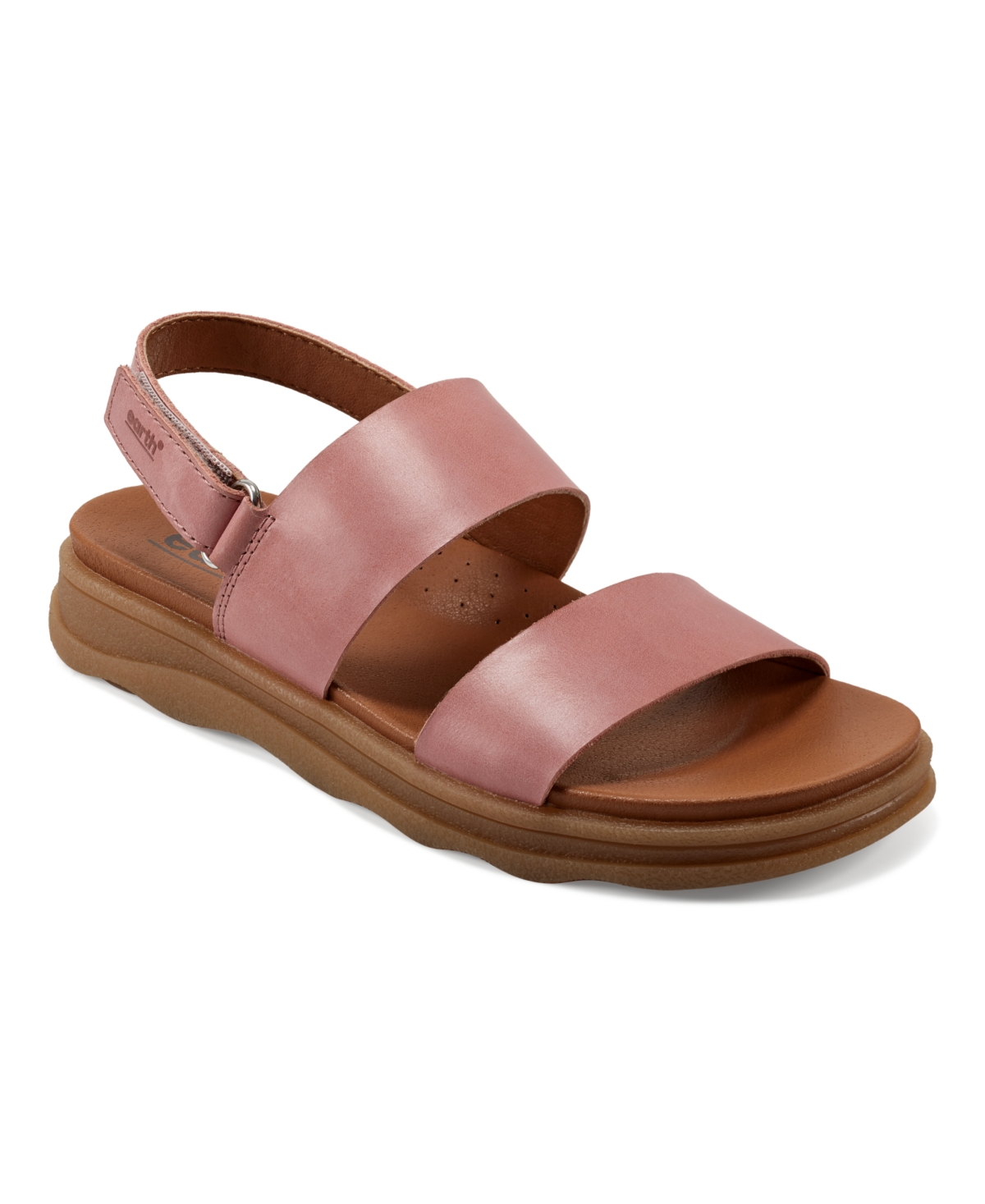 Shop Earth Women's Leah Round Toe Strappy Casual Flat Sandals In Dusty Rose Leather