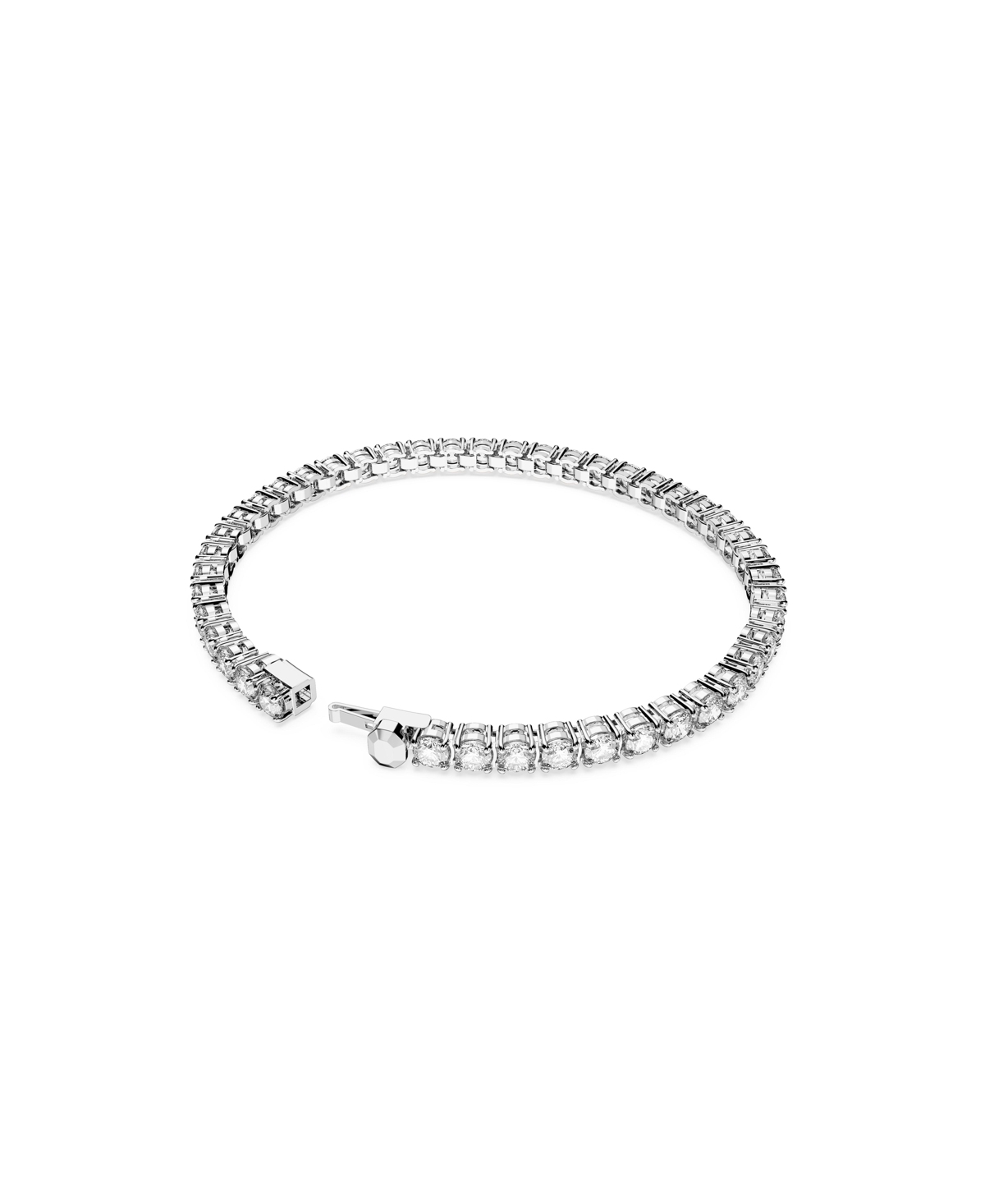 Swarovski Crystal Round Cut Matrix Tennis Bracelet In Silver