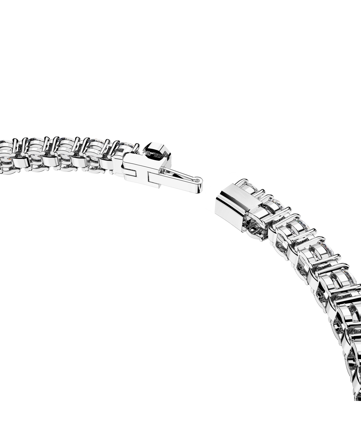 Swarovski Crystal Round Cut Matrix Tennis Bracelet In Silver