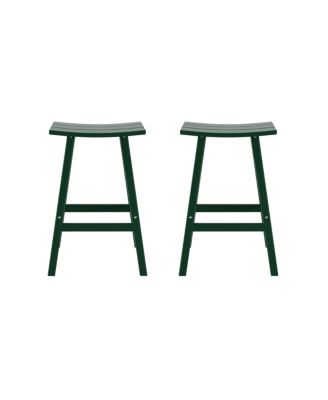 Outdoor Patio Adirondack Bar Height Stool Saddle Seat Chair Set of 2