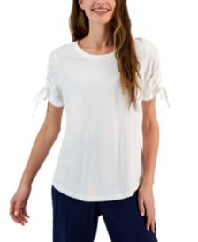 Ruched-Sleeve T-Shirt&comma; Created for Macy&apos;s