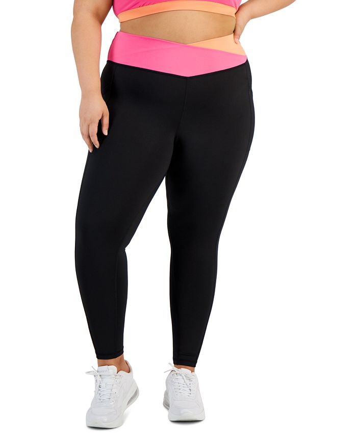 ID Ideology Plus Size Compression Colorblocked Side-Pocket 7/8-Leggings ...