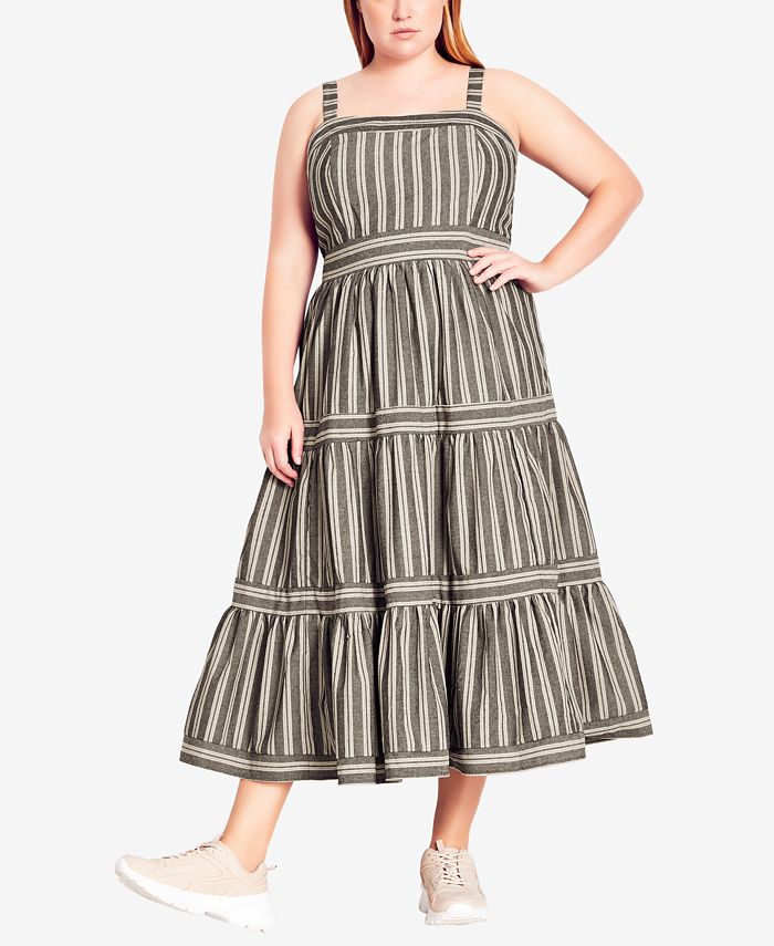 City chic black and white striped dress discount