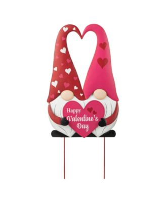 30" H Valentine's Metal Gnome Couple Yard Stake Knock-Down Three Function