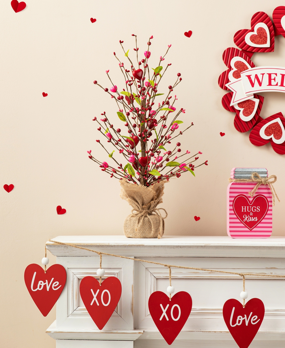 Glitzhome 20" H Valentine's Berry Heart Table Tree In Multi