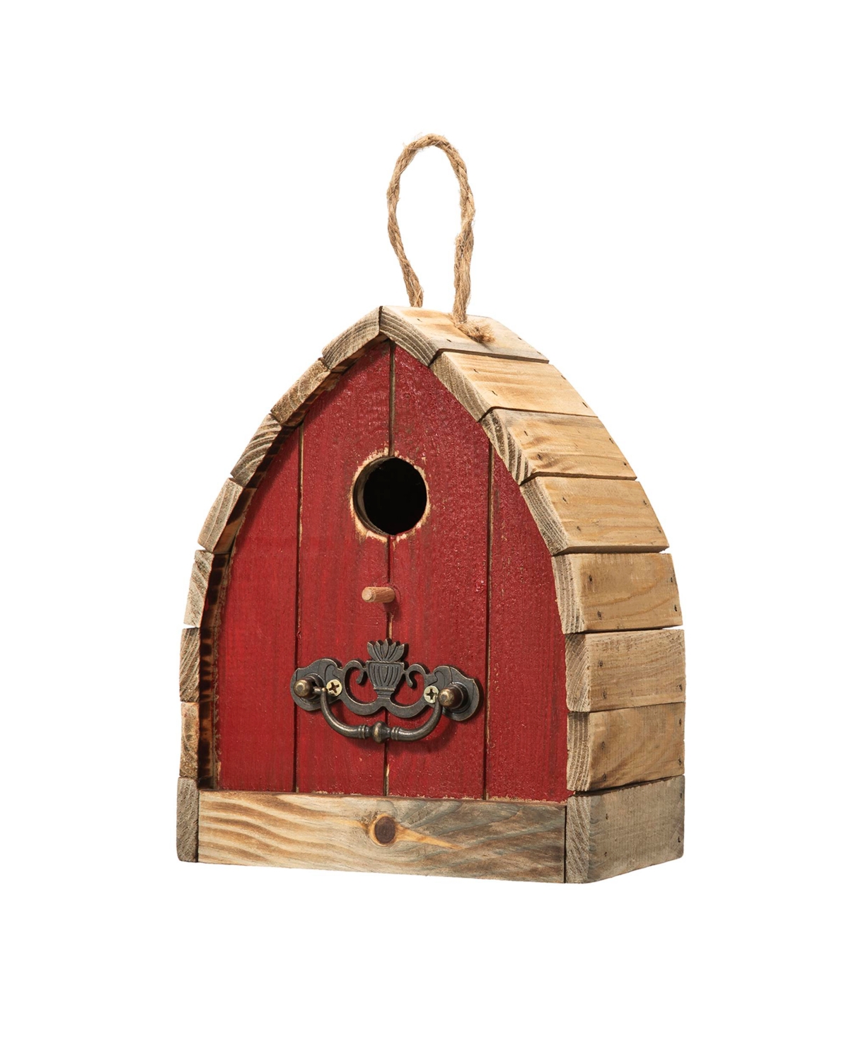 Glitzhome 8.5" H Washed Distressed Solid Wood Birdhouse In Red
